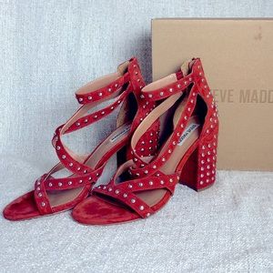 Steve Madden silver studded rust heel 10 with box